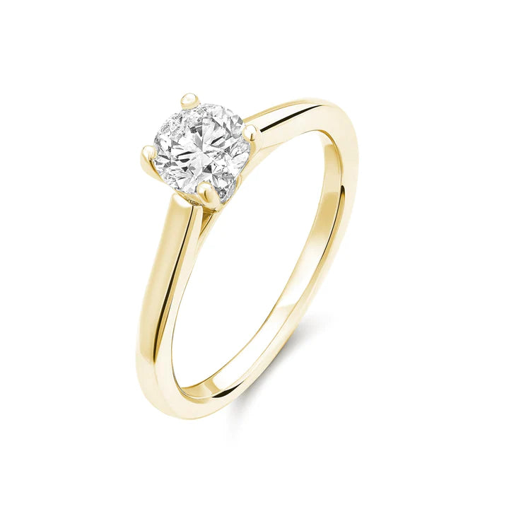 14k Gold Round Brilliant Diamond Engagement Ring
