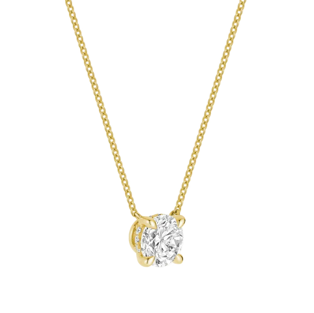 Solitaire Hidden Halo Lab Grown Necklace