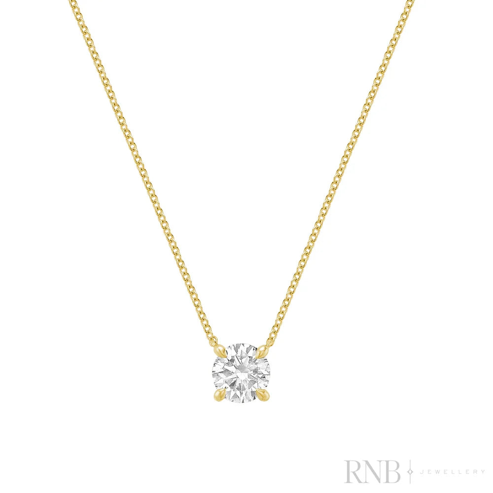 Solitaire Hidden Halo Lab Grown Necklace