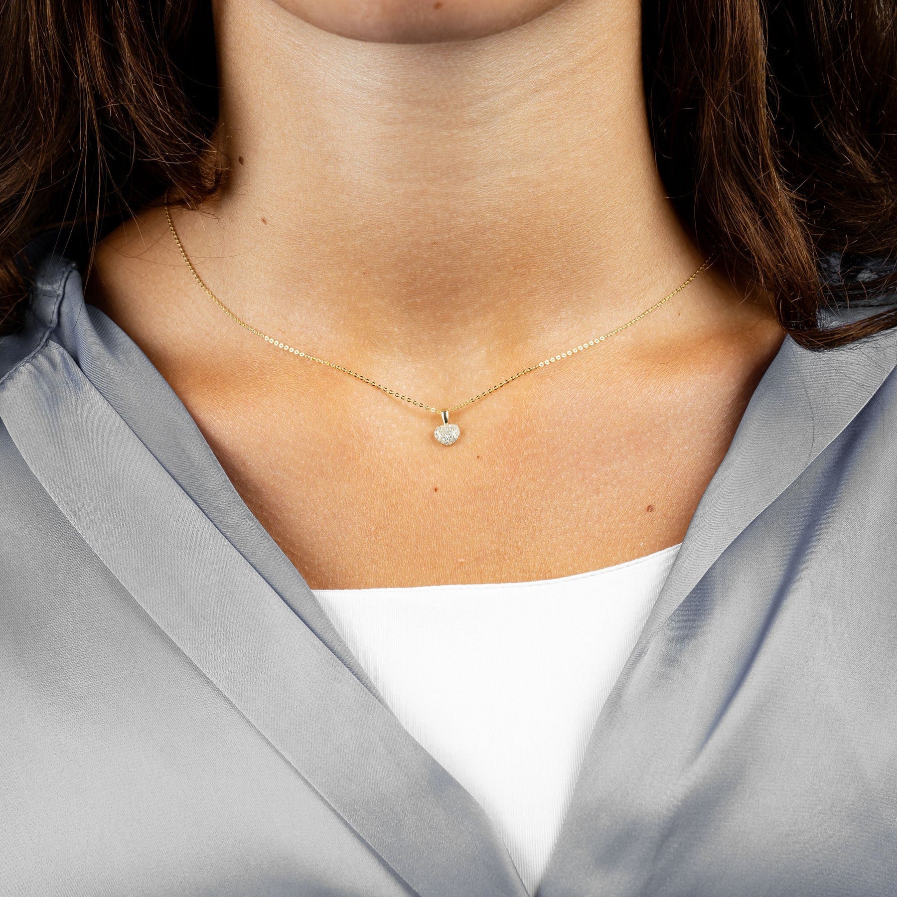 10k Gold Heart Pave Diamond Necklace