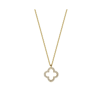 10k Yellow Gold Clover Diamond Necklace