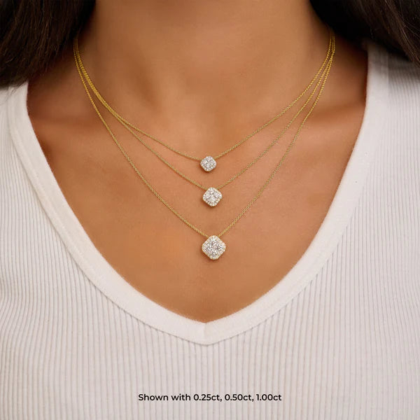 Diamond Radiant Cluster Necklace