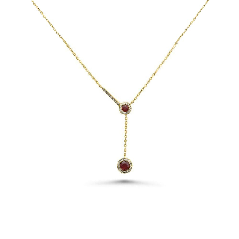 14k Yellow Gold Ruby & Diamond Necklace