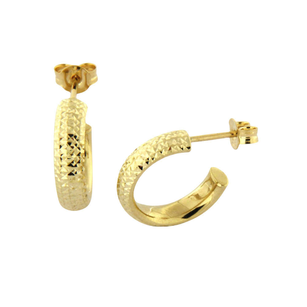 10k Yellow Gold Diamond Cut Hoops