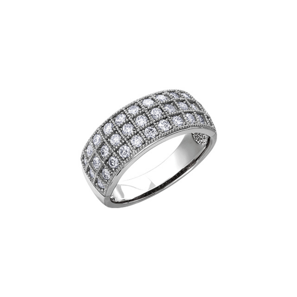 10K Three Row Diamond Fashion Ring