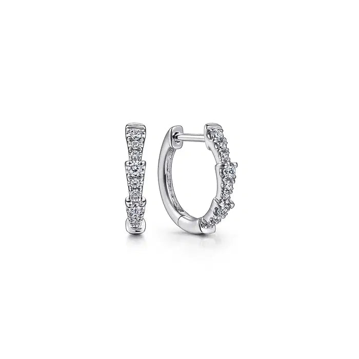 Angled Diamond Huggie Earrings