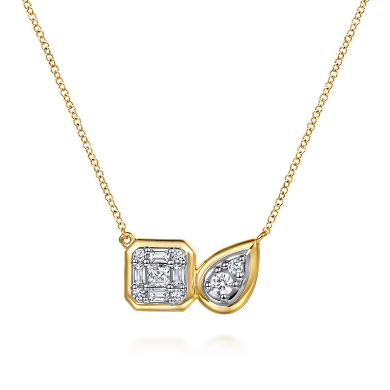 Square & Pear Diamond Necklace