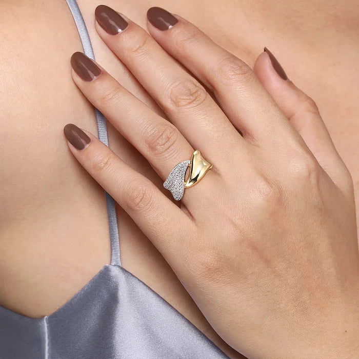 Pave Diamond Bypass Ring