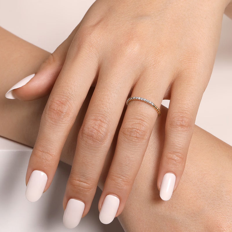 Beaded Diamond Stackable Ring