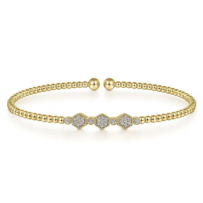 Bujukan Bead & Hexagon Cluster Diamond Bangle