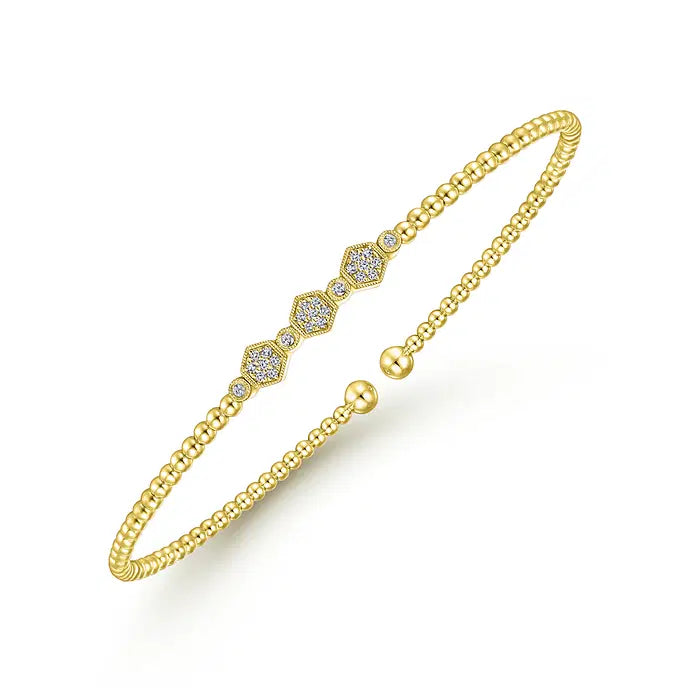 Bujukan Bead & Hexagon Cluster Diamond Bangle