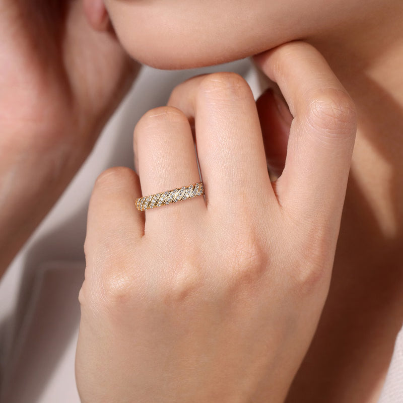 Diamond Rope Stackable Ladies Ring