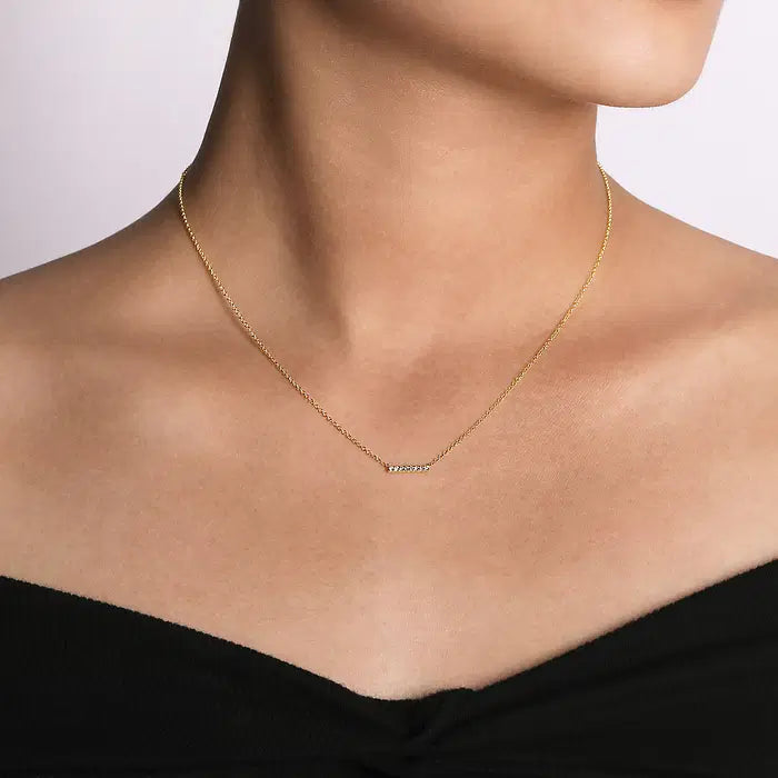 Petite Pave Diamond Bar Necklace