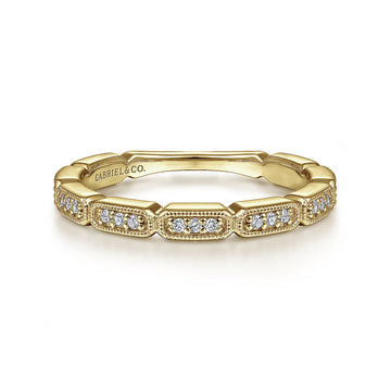 14K Yellow Gold Segmented Diamond Stackable Ring