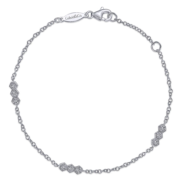 Hexagonal Diamond Stations Tennis Bracelet