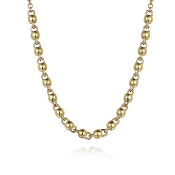 14K Yellow Gold Beaded Station Necklace