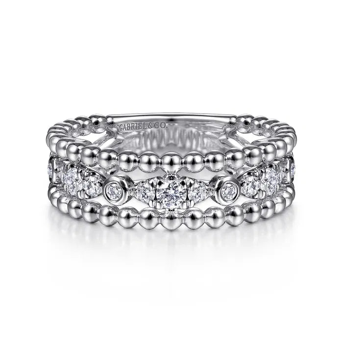 White Sapphire Bujukan Easy Stackable Ladies Ring
