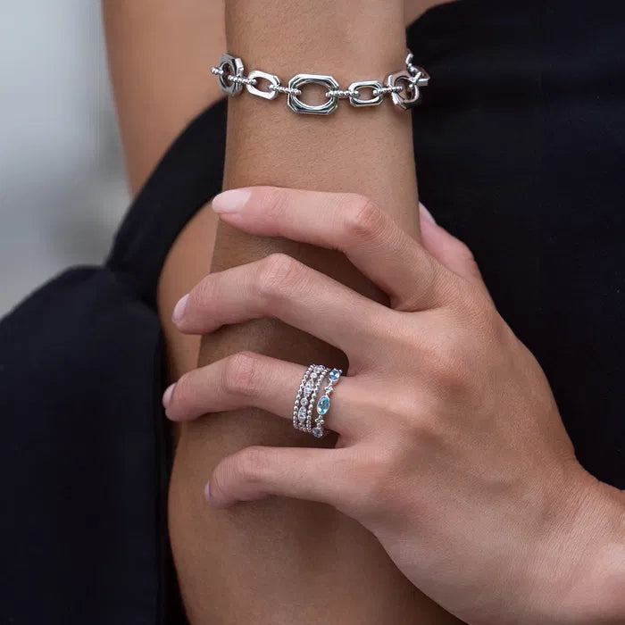 White Sapphire Bujukan Easy Stackable Ladies Ring