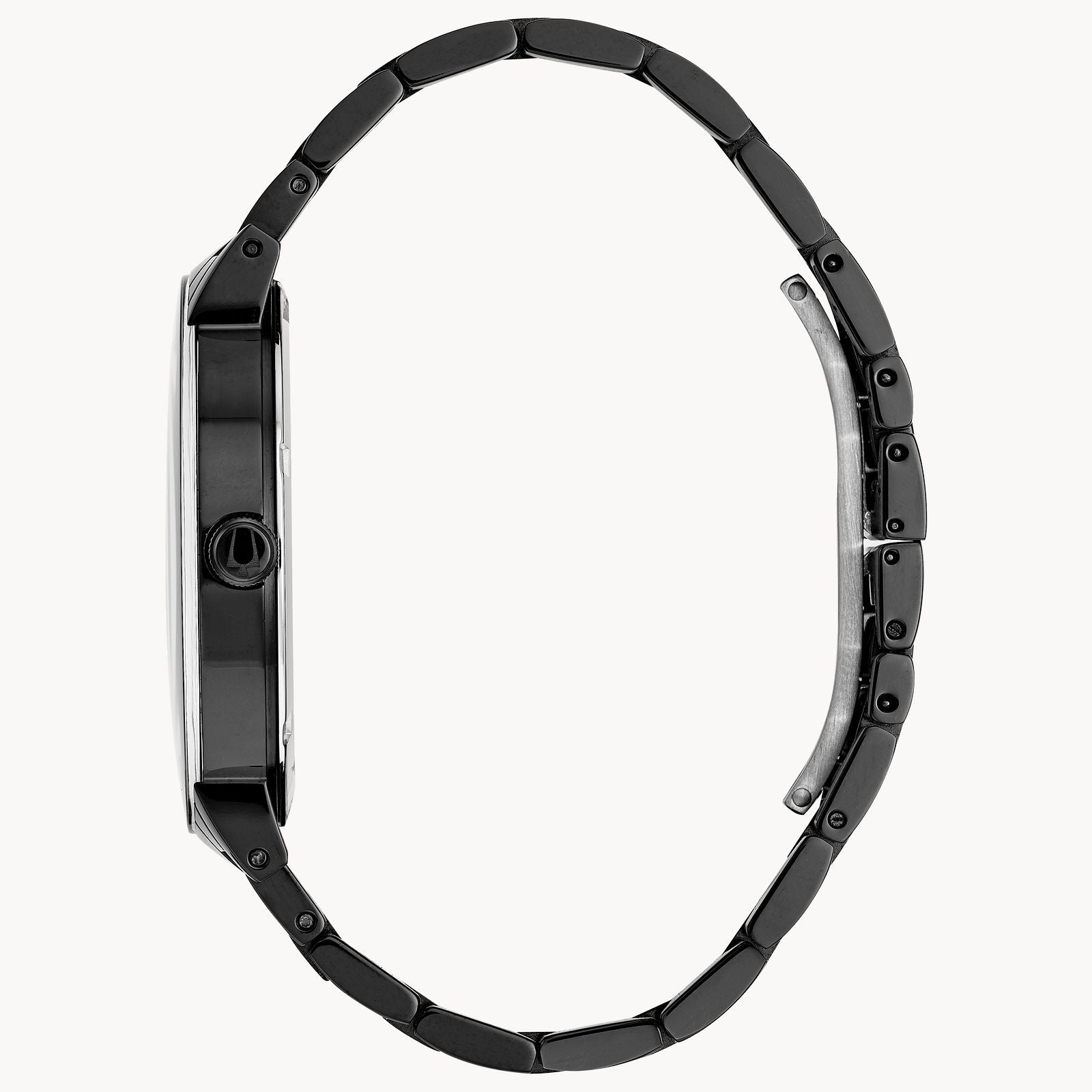 Black Dial & Steel Strap Watch