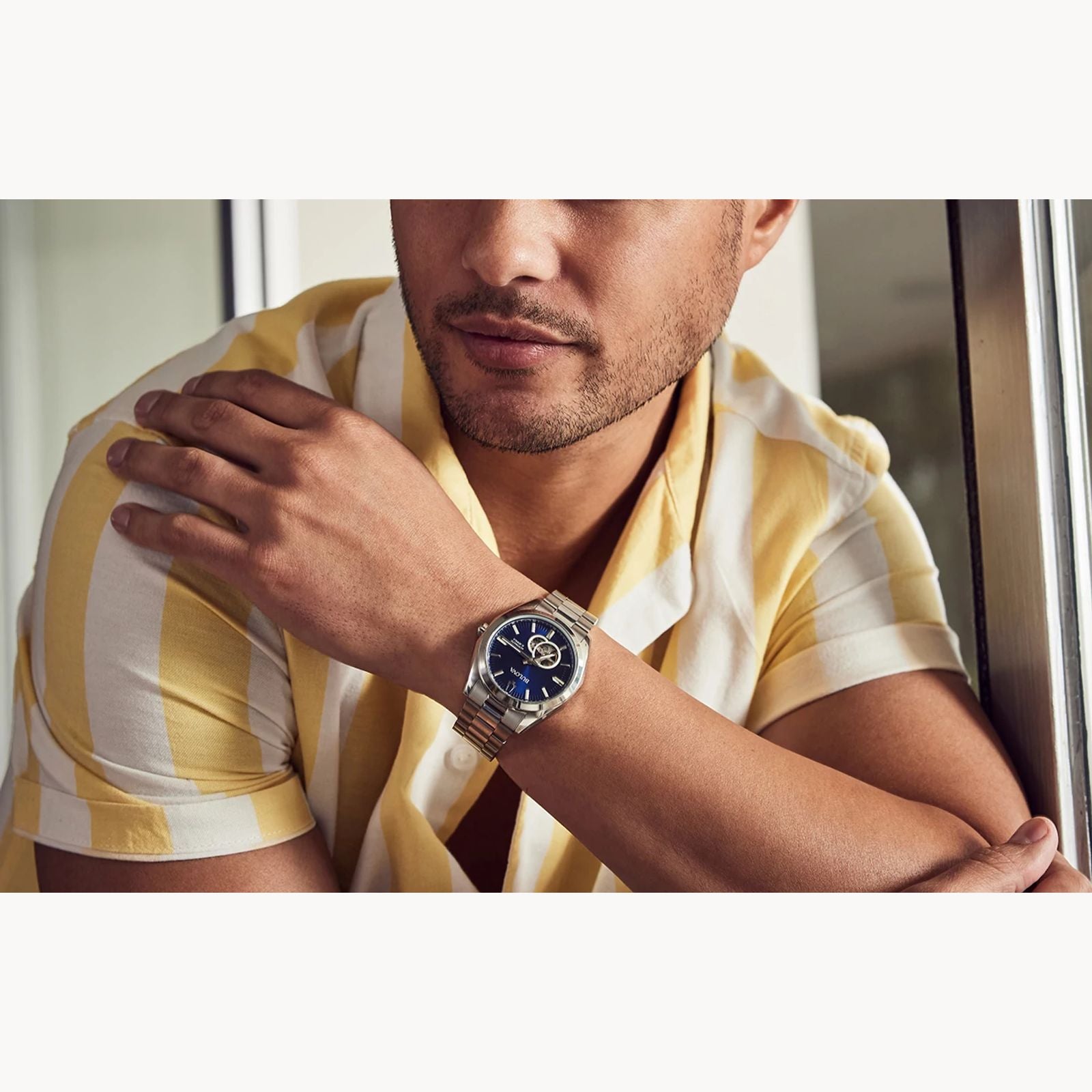 Blue Dial Stainless Steel Strap Watch