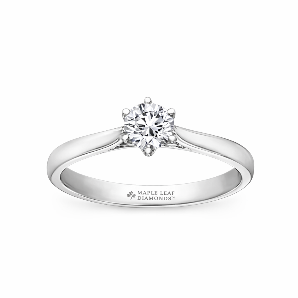 Round Brilliant Diamond Solitaire Engagement Ring with Six-Prong Setting
