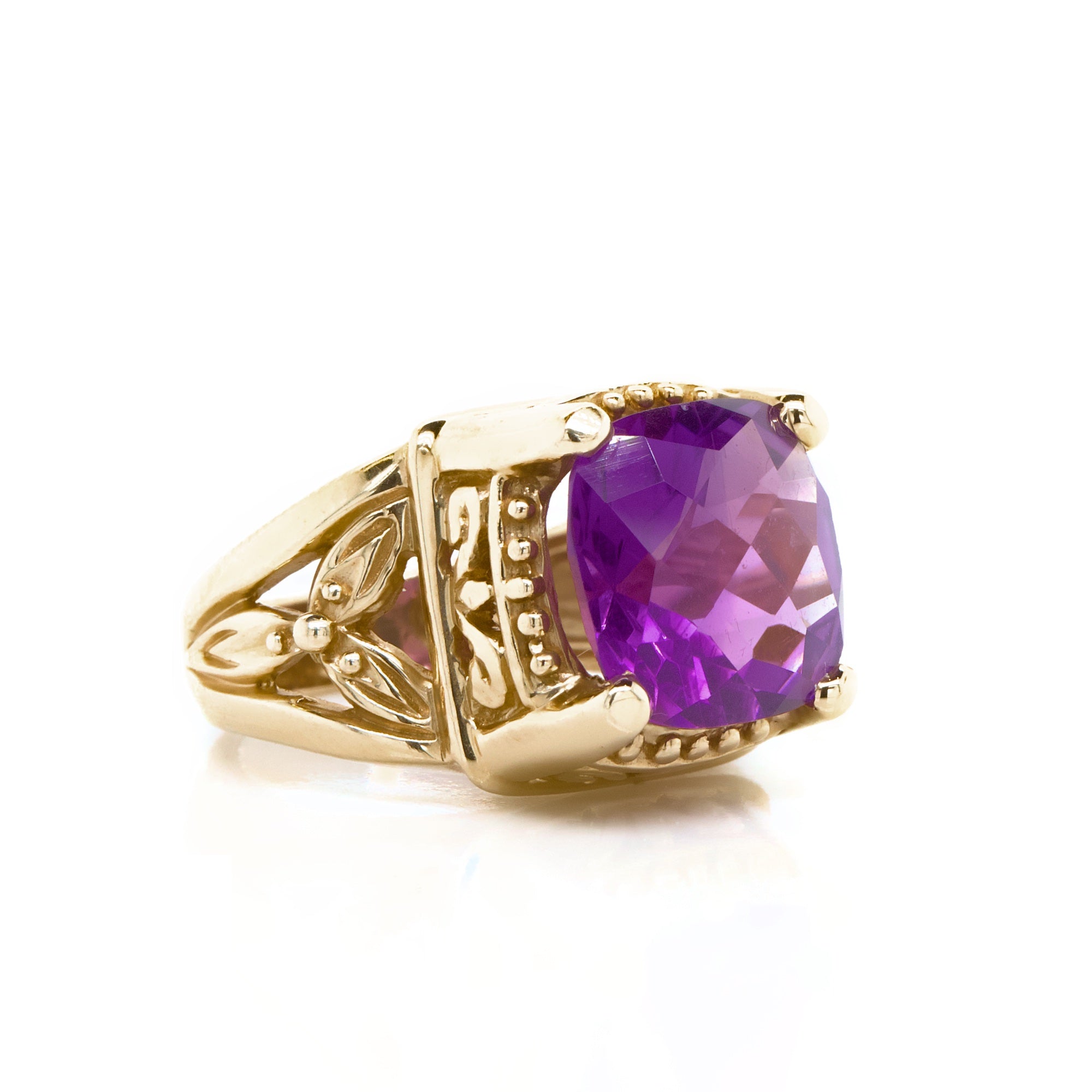Square Cushion Amethyst Fashion Ring