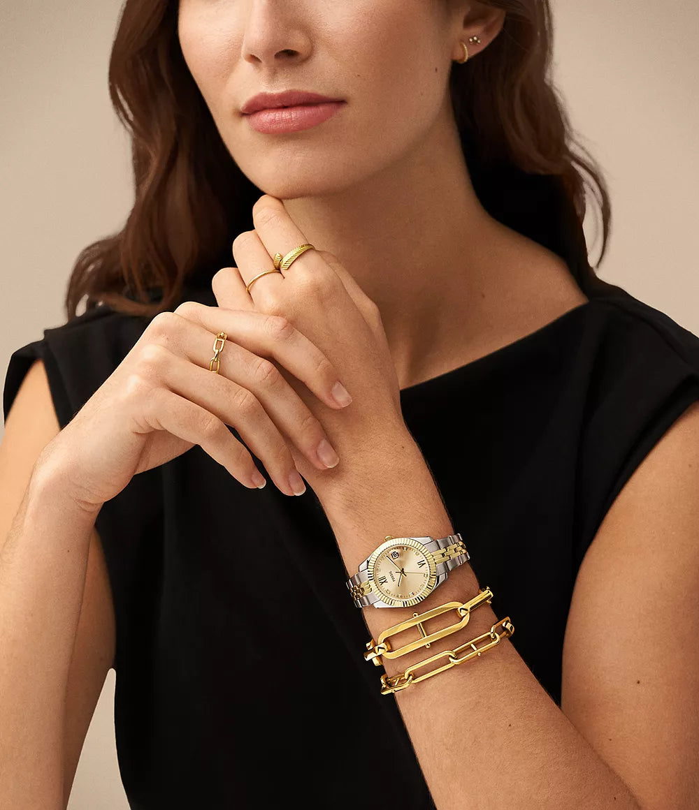 Scarlette Mini Three-Hand Date Two-Tone Stainless Steel Watch