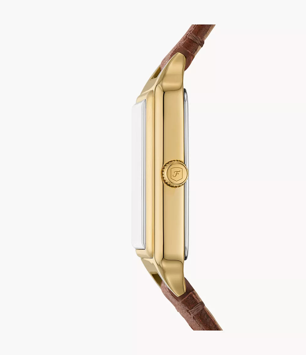 Raquel Three-Hand Brown Leather Watch
