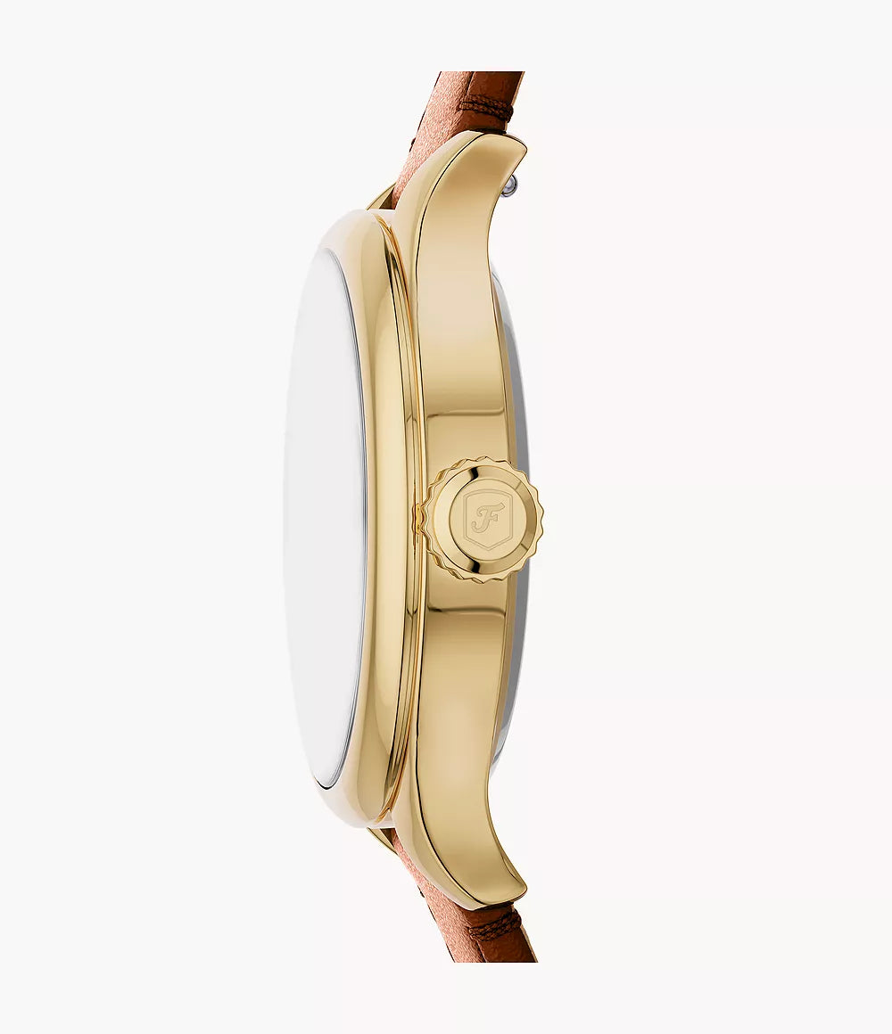 Gilmore Three-Hand Brown Leather Watch