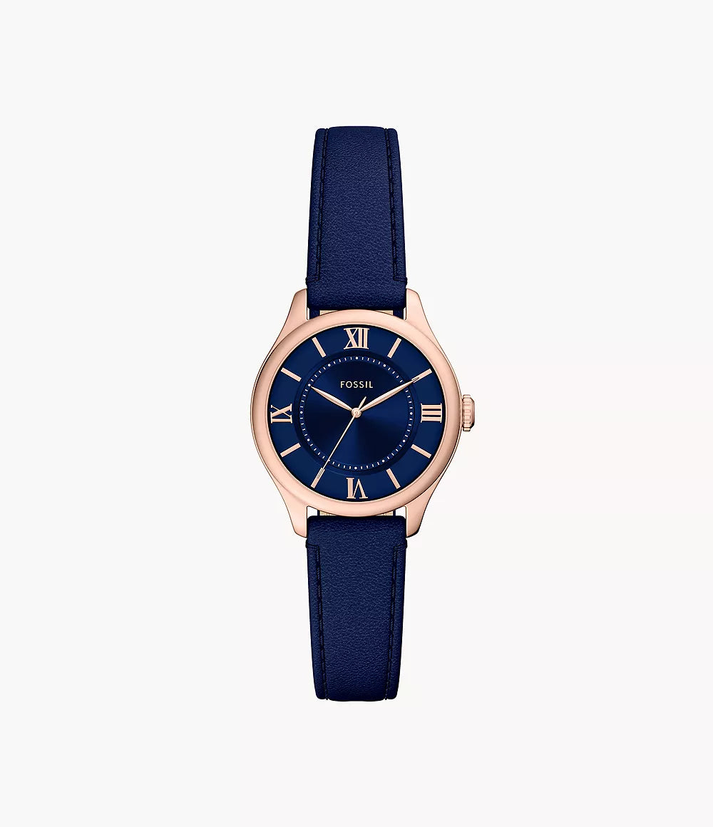 Gilmore Three-Hand Navy Leather Watch