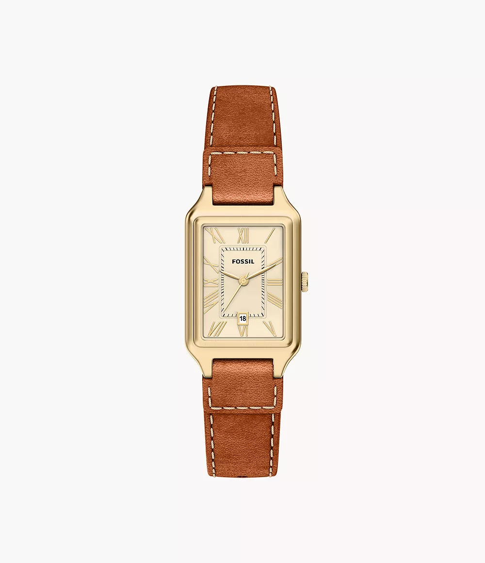 Raquel Three-Hand Brown Leather Watch