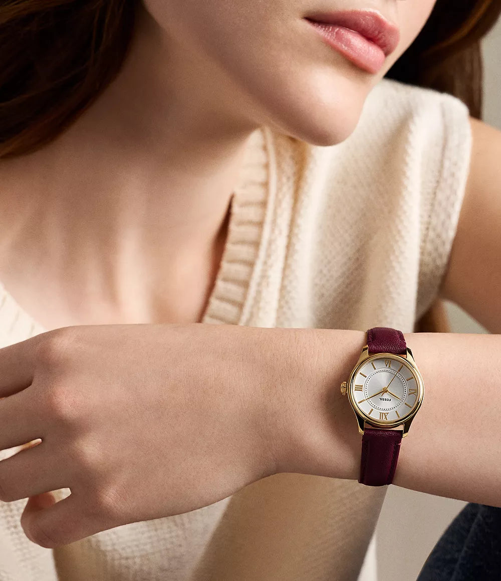 Gilmore Three-Hand Red Leather Watch