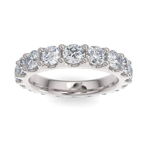 14K Gold Diamond Scalloped Eternity Wedding Band