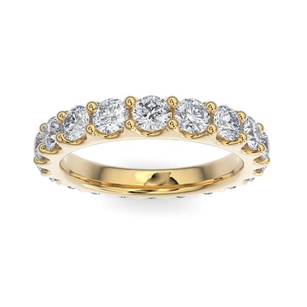 14K Gold Diamond Scalloped Eternity Wedding Band