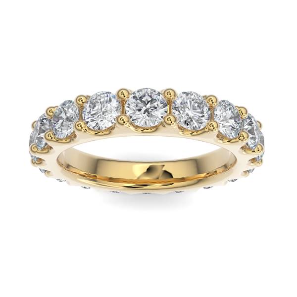 14K Gold Diamond Scalloped Eternity Wedding Band