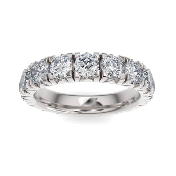 14K Gold Diamond French Pave Eternity Wedding Band