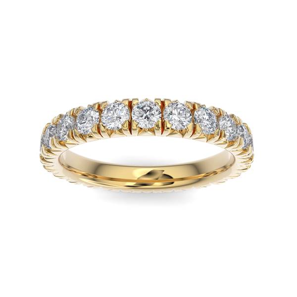 14K Gold Diamond French Pave Eternity Wedding Band