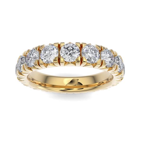 14K Gold Diamond French Pave Eternity Wedding Band
