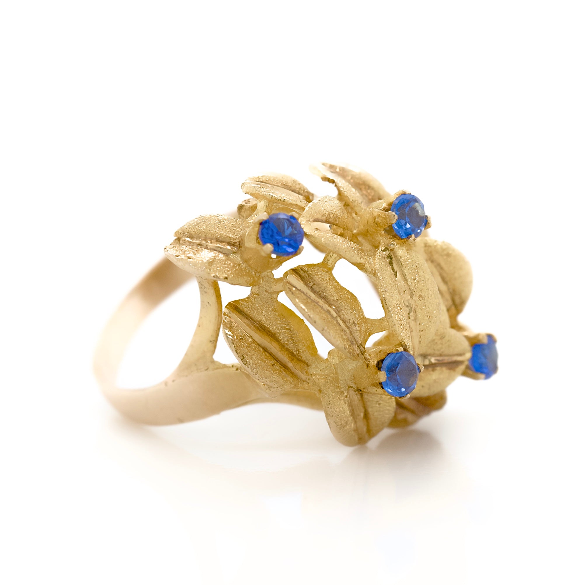 Imitation Sapphire Flower Ring