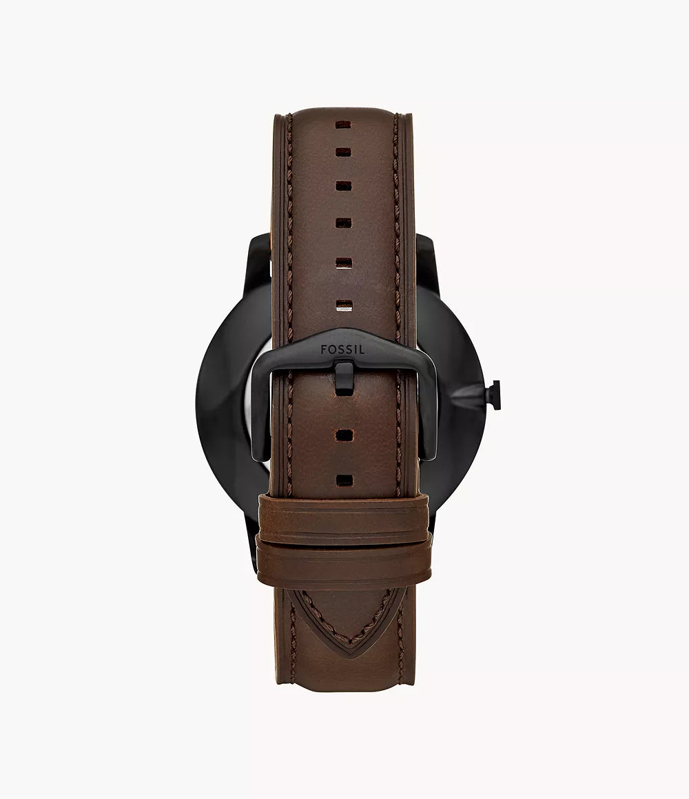 Minimalist Three-Hand Brown Leather Watch