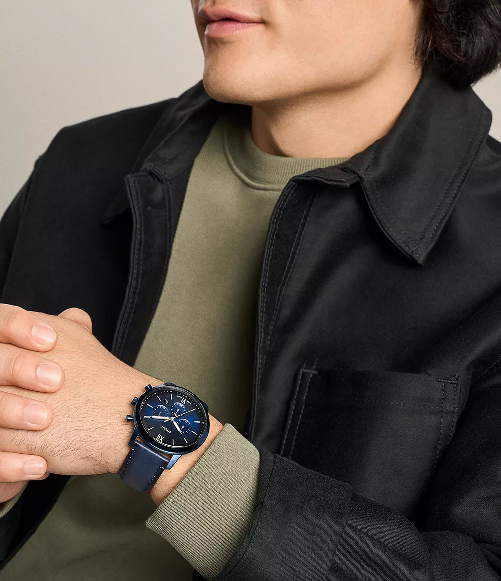 Neutra Chronograph Navy Leather Watch