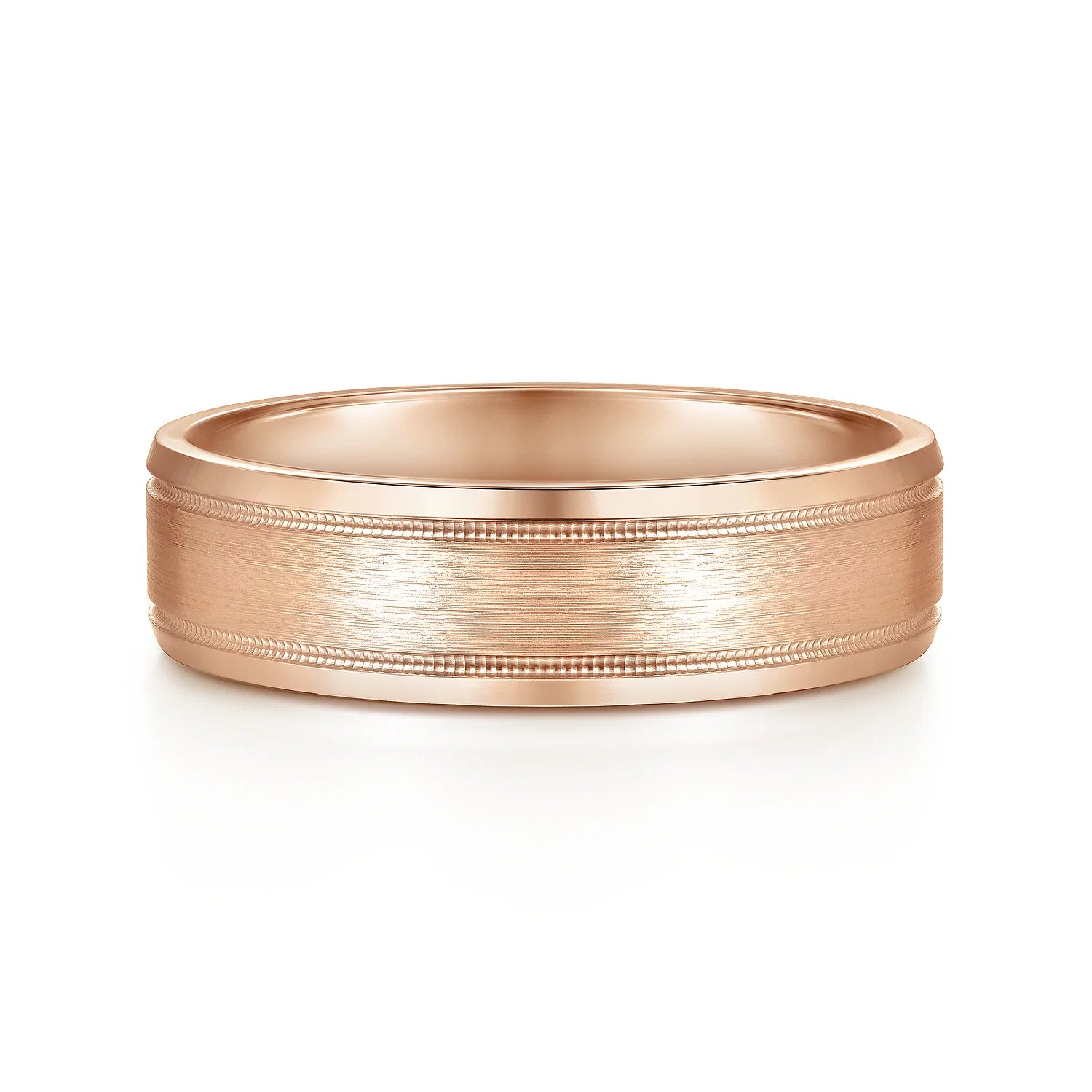 14K Gold Satin Polish and Milgrain Wedding Band