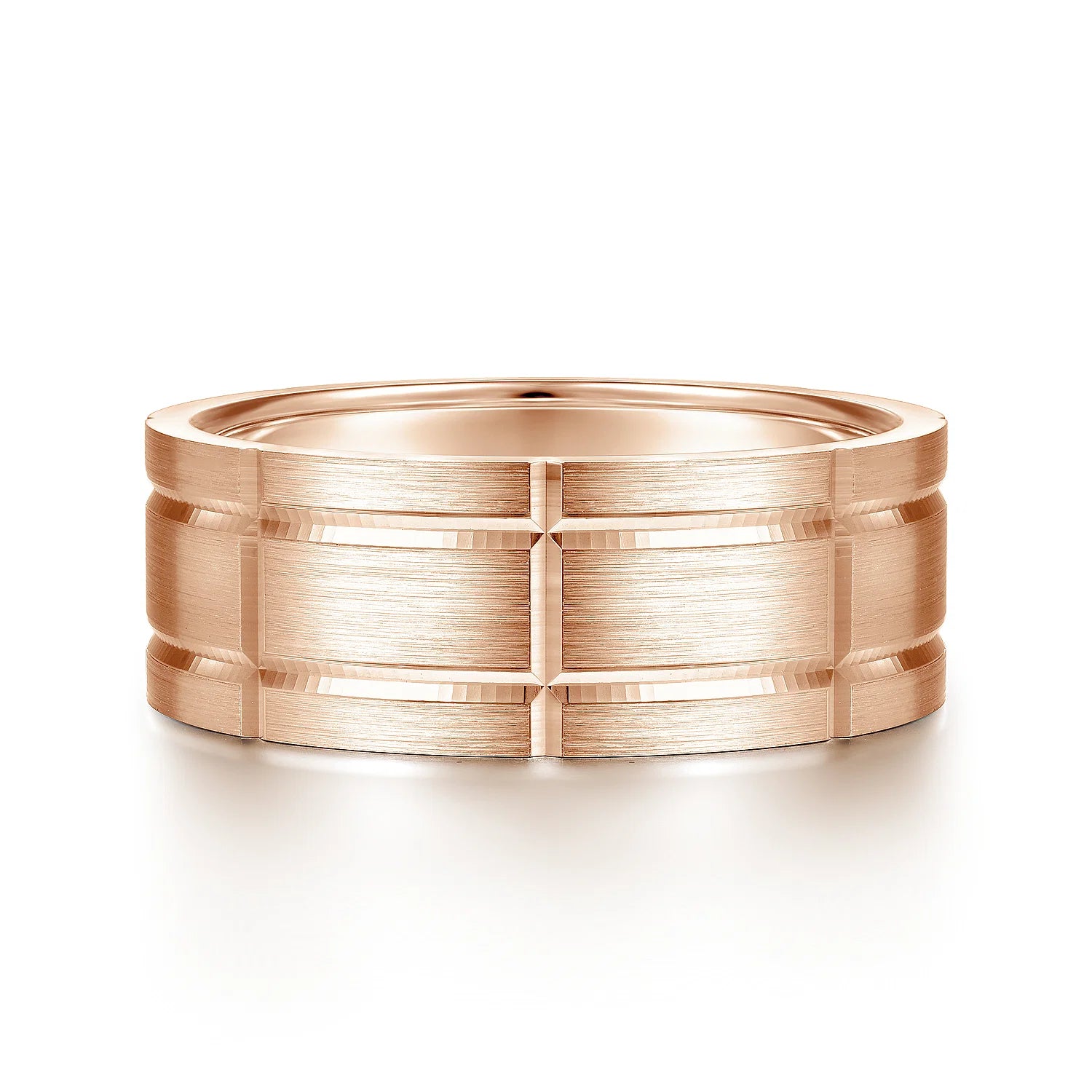 14K Gold Checkered Pattern Wedding Band