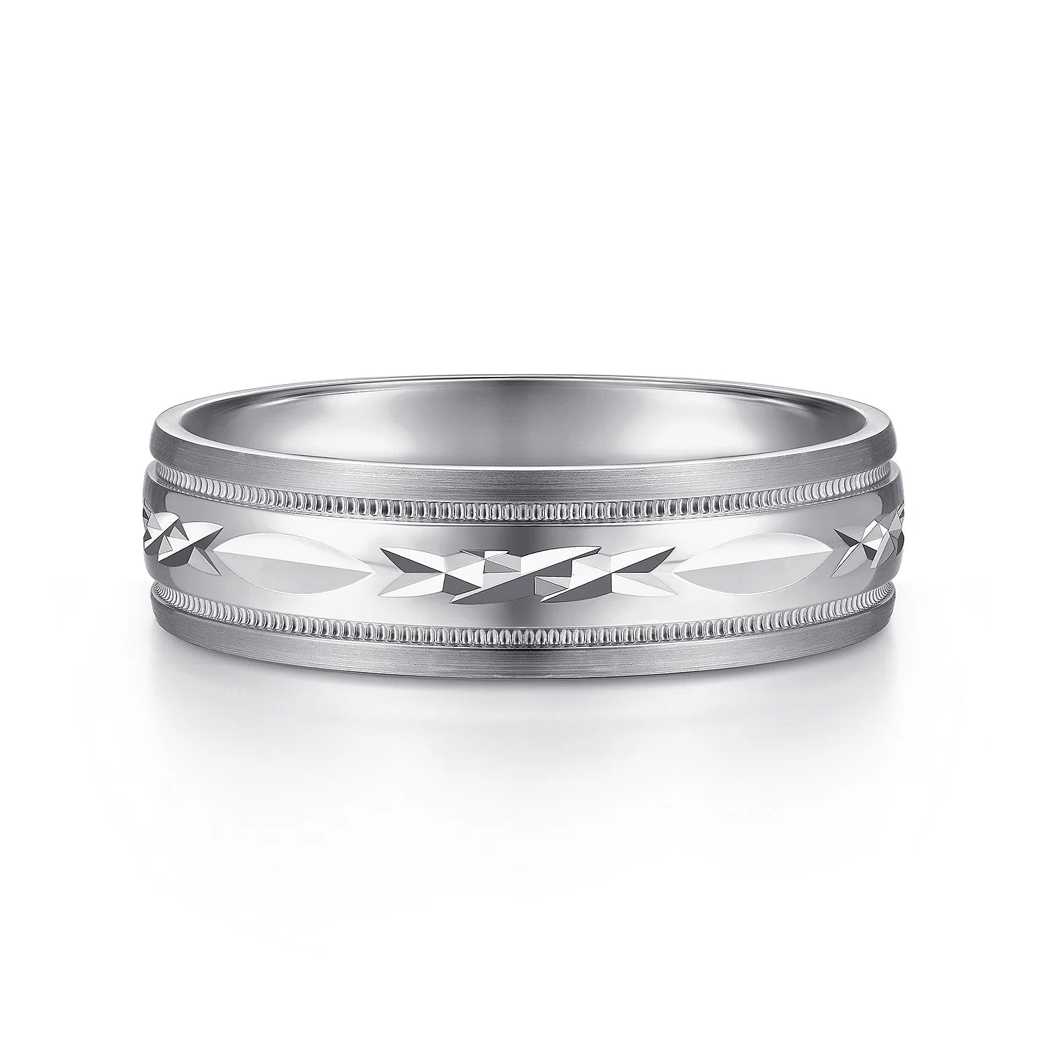 14K Gold Engraved Pattern Wedding Band