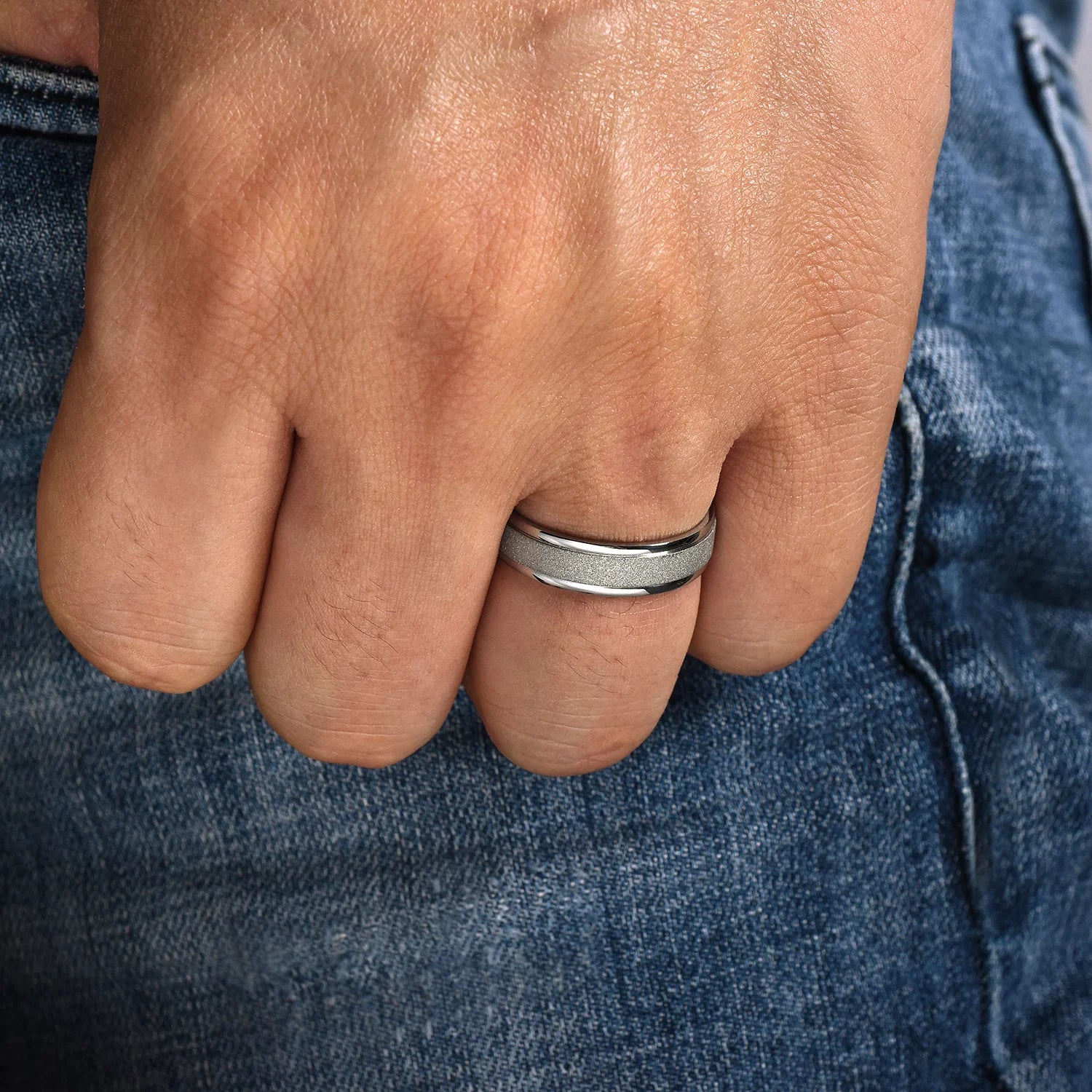 14K Gold Sand Blast Finish Wedding Band