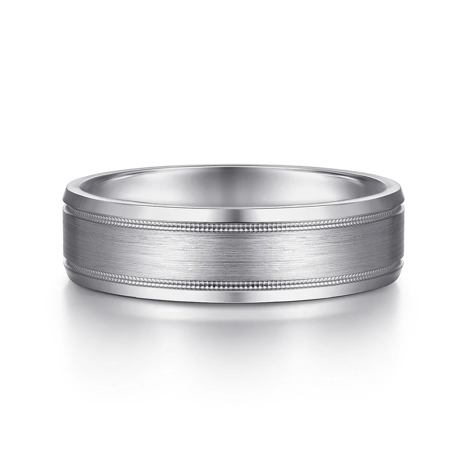 14K Gold Satin Polish and Milgrain Wedding Band