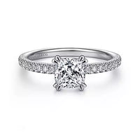 Gabriel & Co 14K White Gold Cushion Cut Diamond Engagement Ring