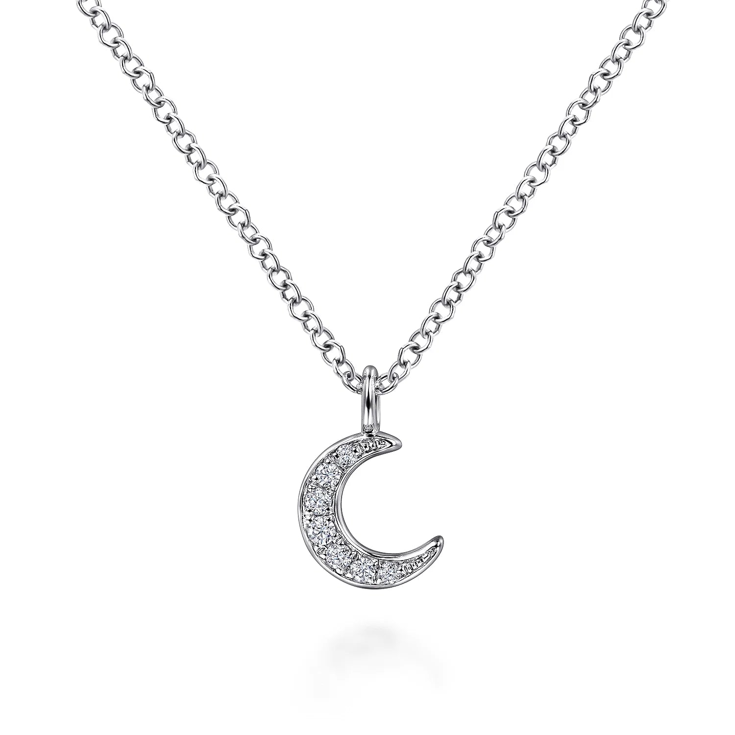 Diamond Pavé Crescent Pendant Necklace