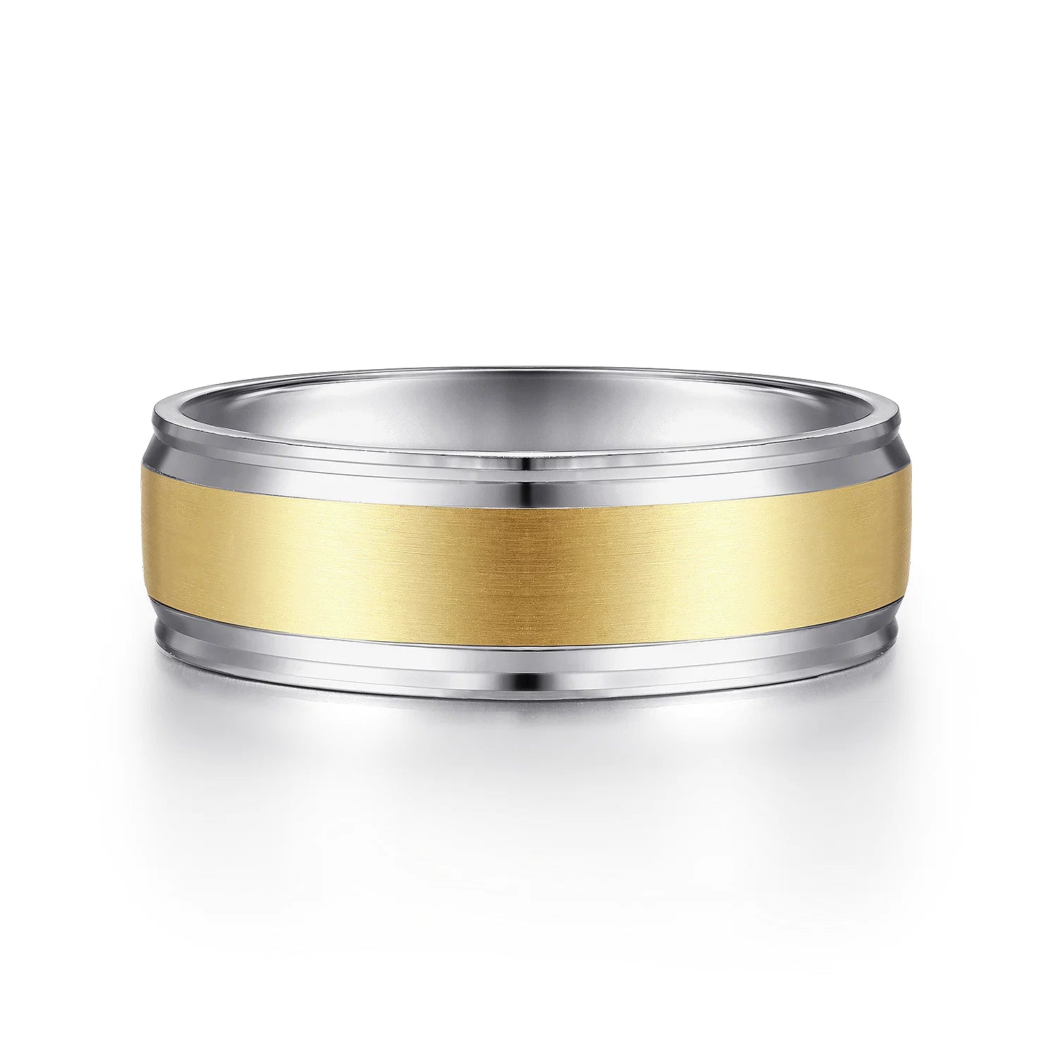 14K Gold Two Tone Satin Finish Wedding Band