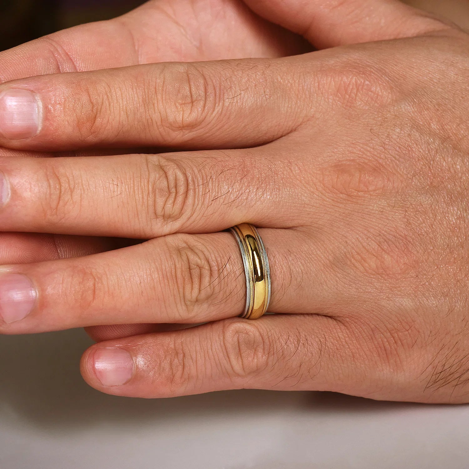 14K Gold High Polish & Milgrain Edge Wedding Band